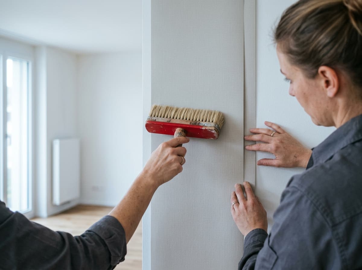 Präzise verlegte Vliestapete mit sauberen Nähten an einer Wand — Tapezieren in Basel